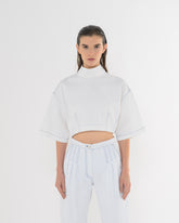 top col montant en jean blanc de la marque de luxe made in France Raphael de Lacroix