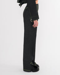 Pantalon trois plis en denim noir de la marque de luxe made in France Raphael de Lacroix 